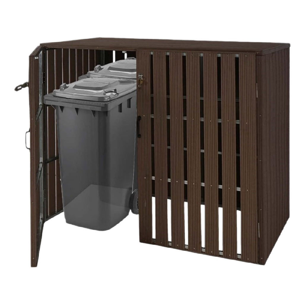 Outdoor Trash Bin Storage Unit for Garden in Wood - 90 x 50 x 80